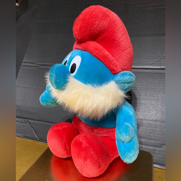 SMURF VTG 1996 PEYO PAPA MUSICAL SMURF PLUSH WORKS! PLAYS THEME SONG 12” SITTING - Picture 2 of 12